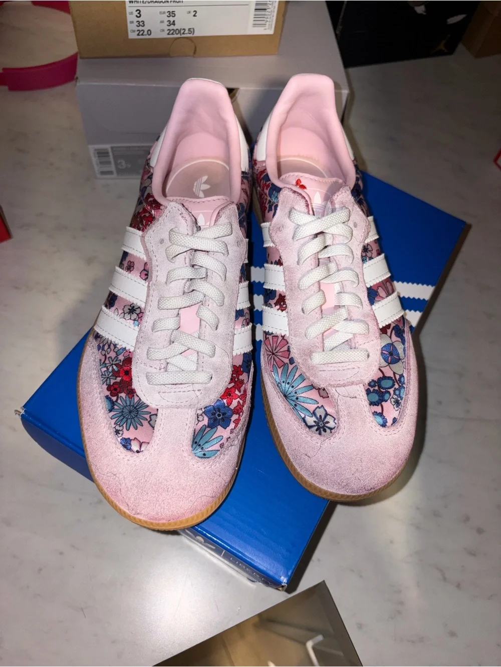 Adidas kids Samba Floral Pink Suede Sneakers